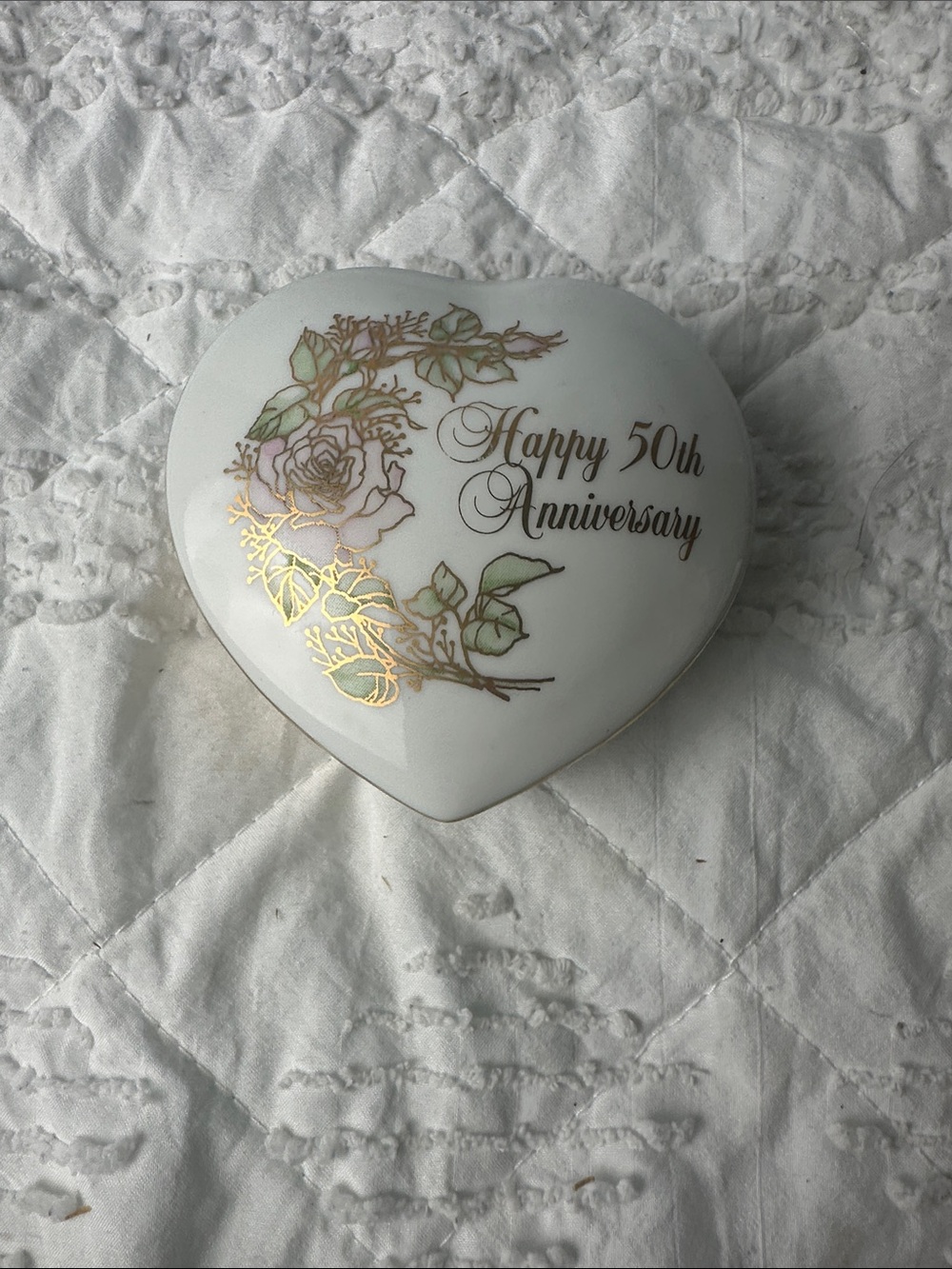 Happy 50th Anniversary Heart Trinket Box - Vintage 1983 -Japan
